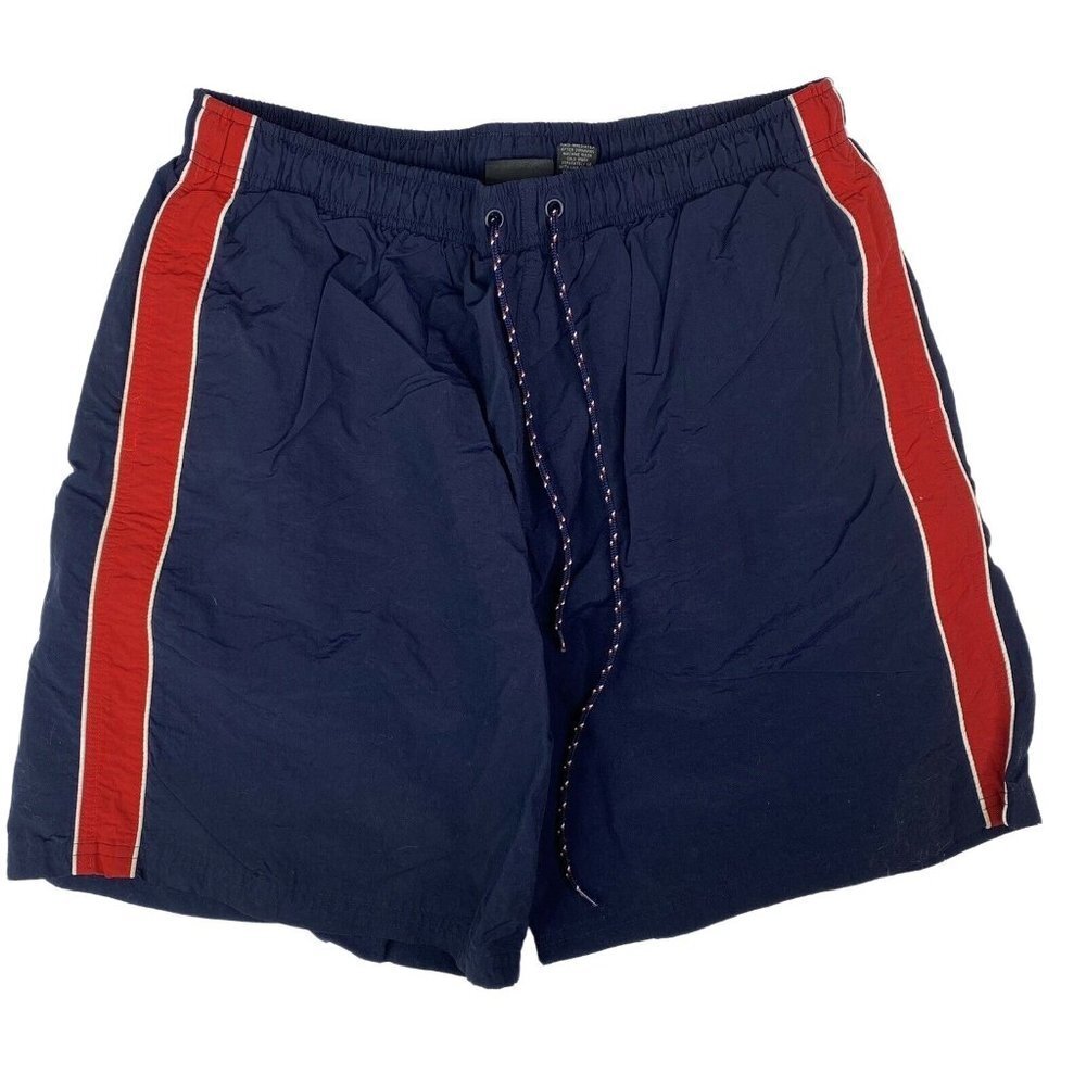 Vintage C&B Sport Swim Trunks Men XL Navy Stripe Retro Y2K Preppy Classic Mesh